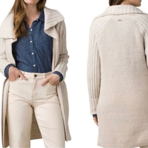 Prana NWT Ivory Ribbed Knit Yunna Cardigan Size XS - Picture 2 of 10